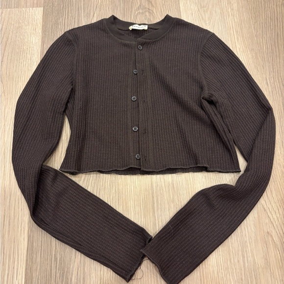 Adanola Cropped‎ Waffle Cardigan - Picture 2 of 4
